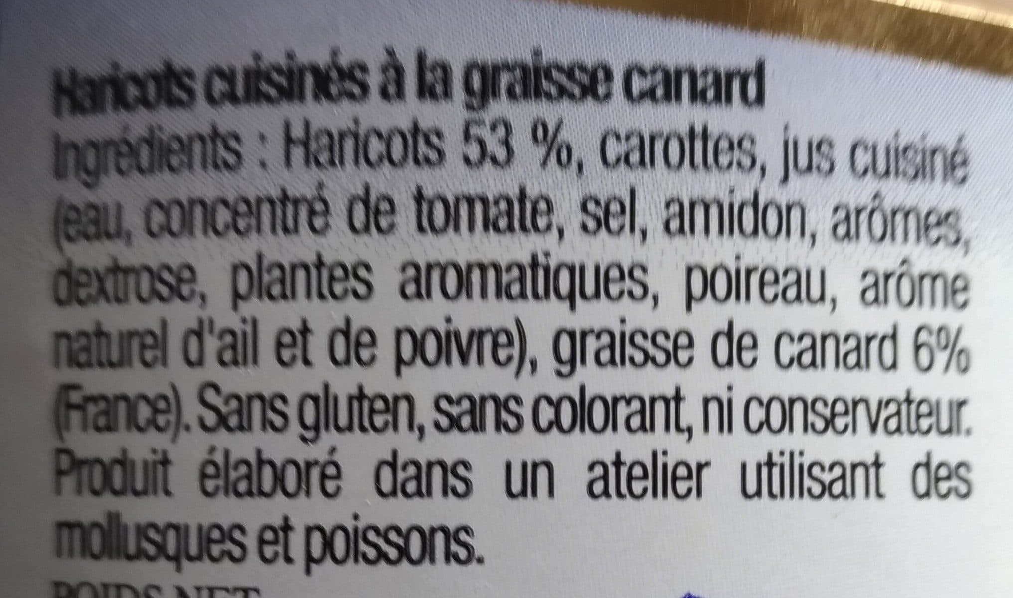 Open Food Facts Haricots cuisinés à la graisse de canard packshot