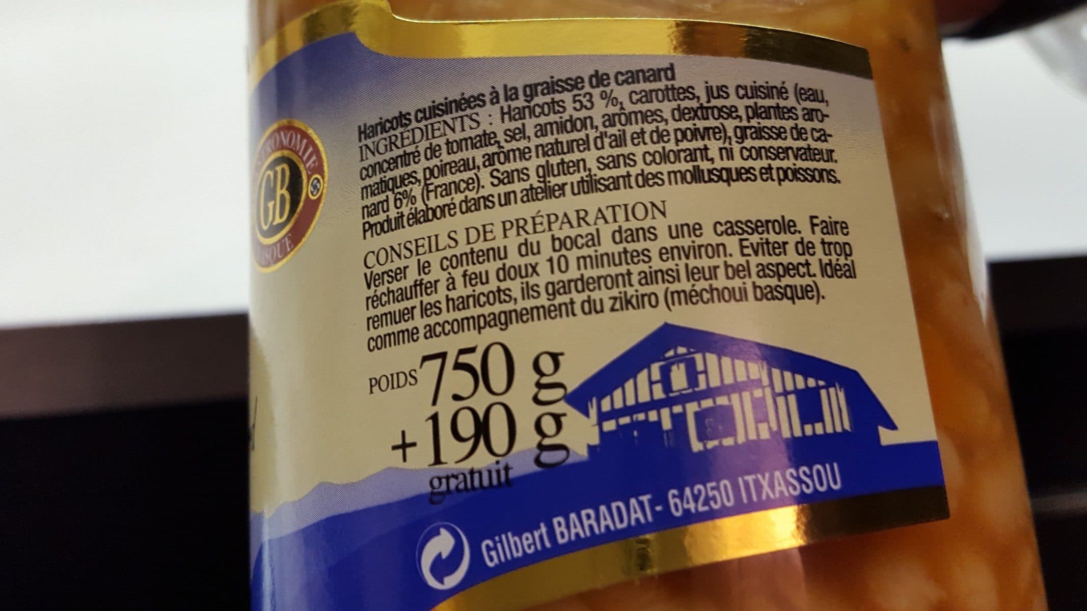 Open Food Facts Haricots cuisinés packshot