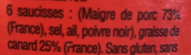 Bixente Ibarra 6 saucisses confites à la graisse de canard packshot
