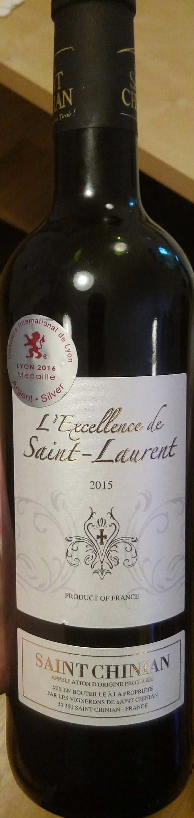 Les Vignerons de Saint-Chinian L'Excellence de Saint-Laurent 2015 packshot