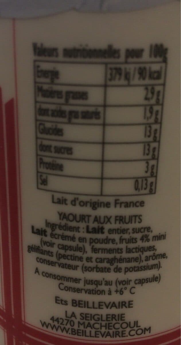 Beillevaire Yahourt aux fruits / cassis packshot
