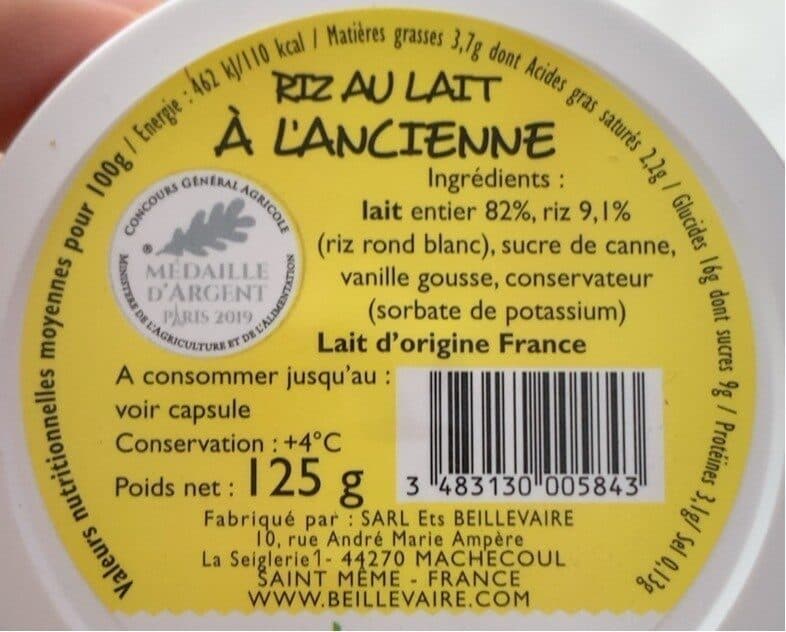 Beillevaire Riz Au Lait À L'ancienne packshot