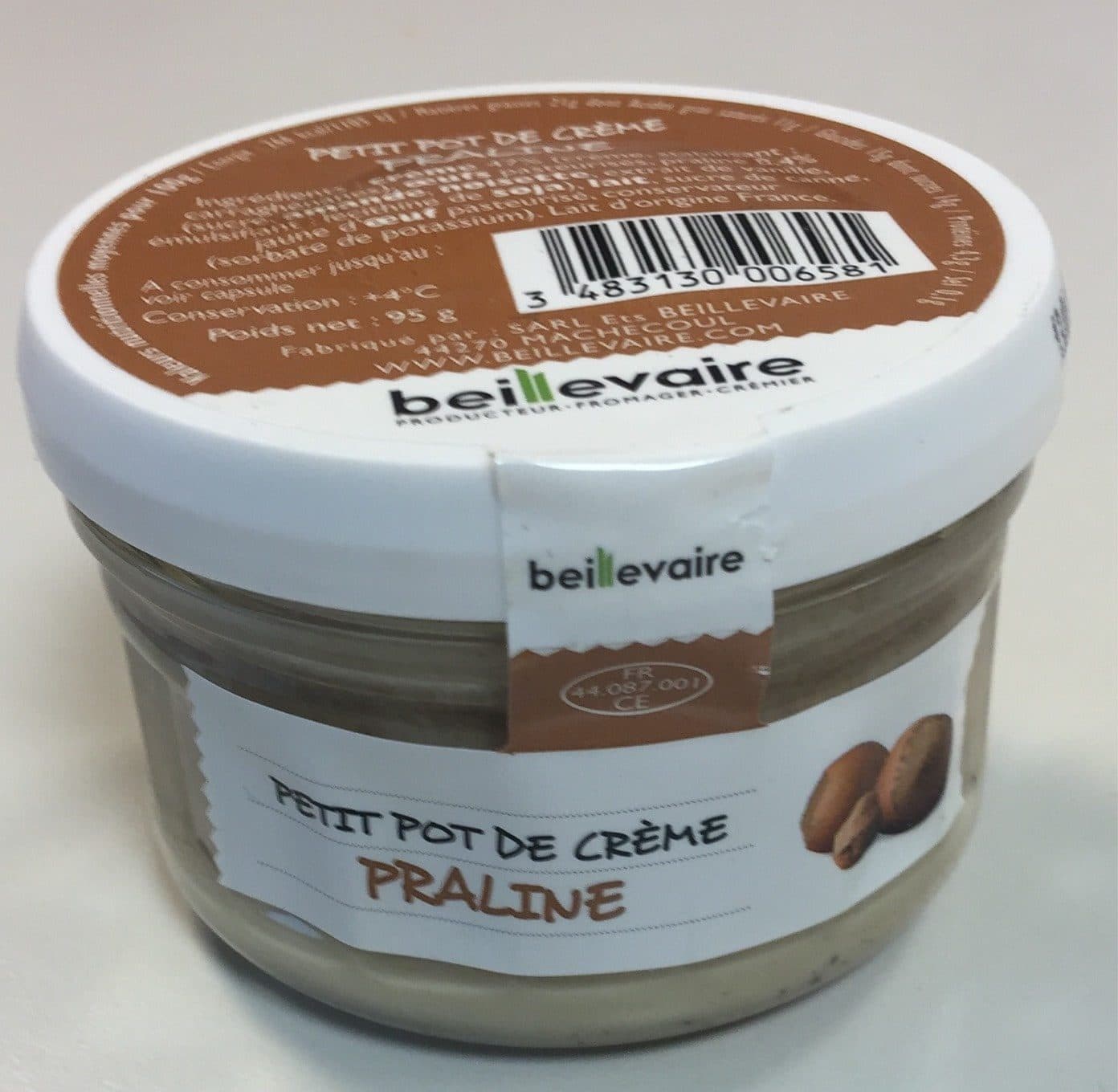 Beillevaire Petit pot de creme praline packshot