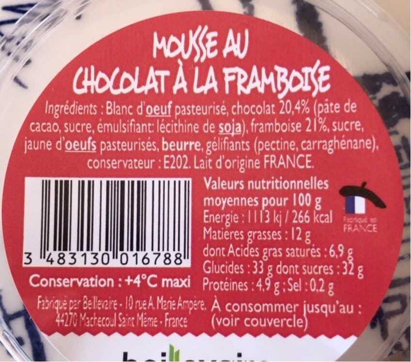 Beillevaire Mousse au chocolat framboise packshot