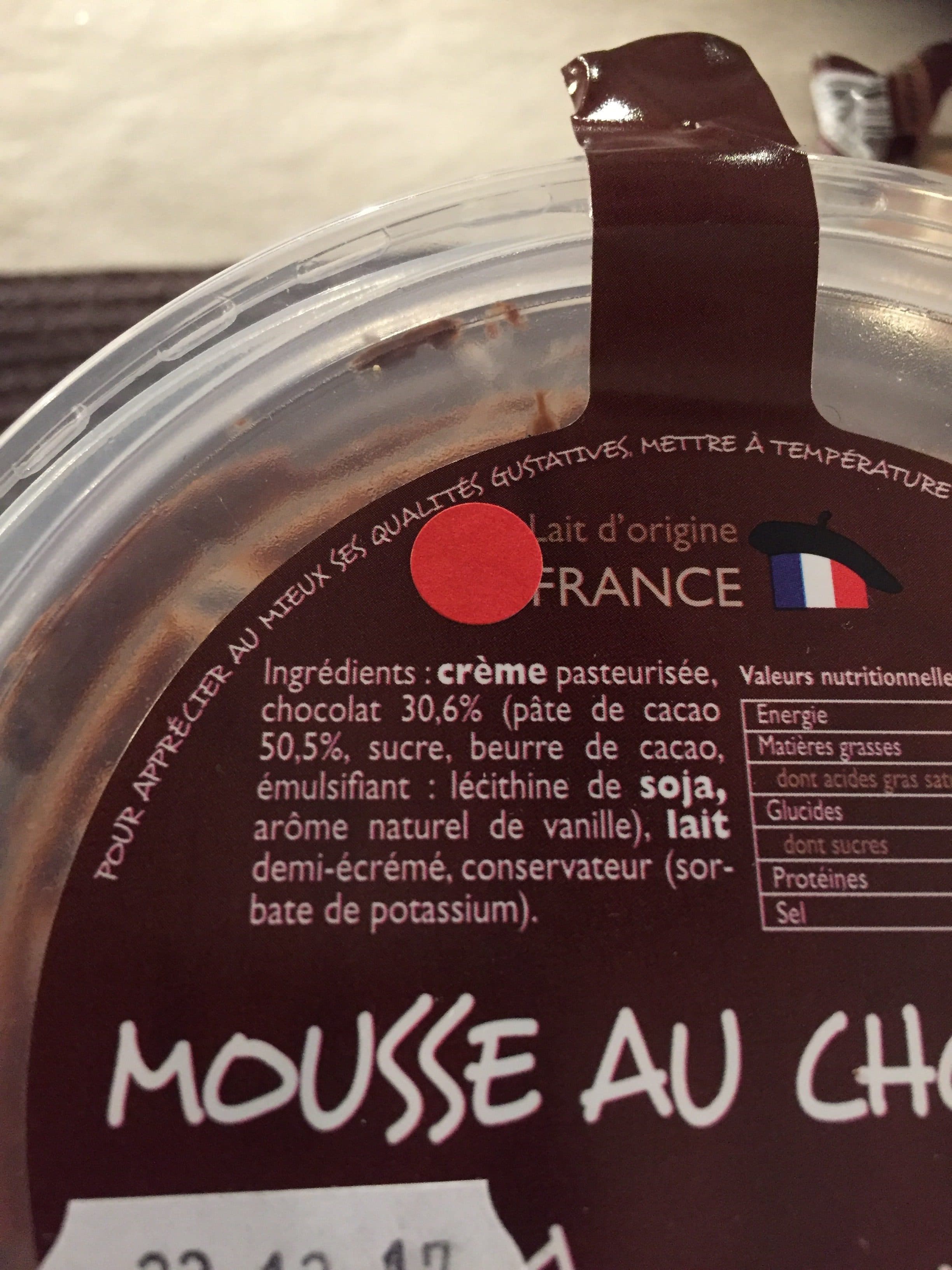 BEILLEVAIRE Mousse au chocolat du marché packshot