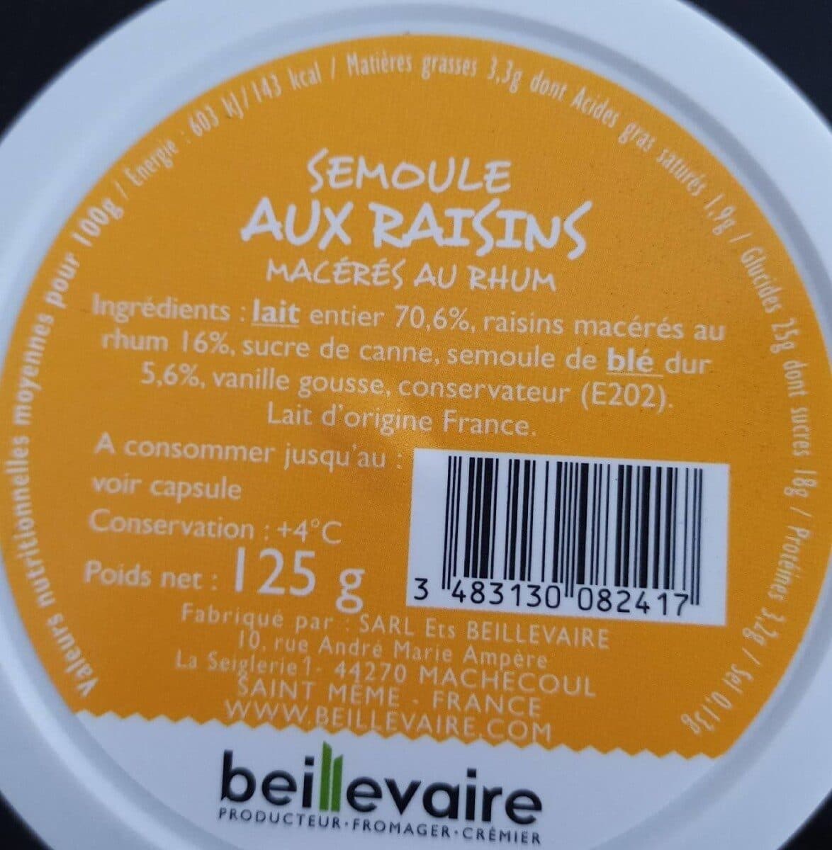 Beillevaire Semoule aux raisins packshot