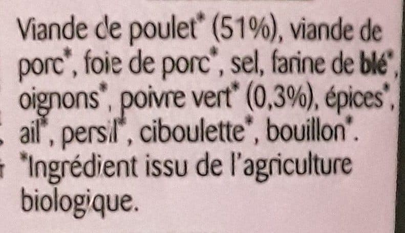 Bioporc Terrine de poulet au poivre vert bio packshot