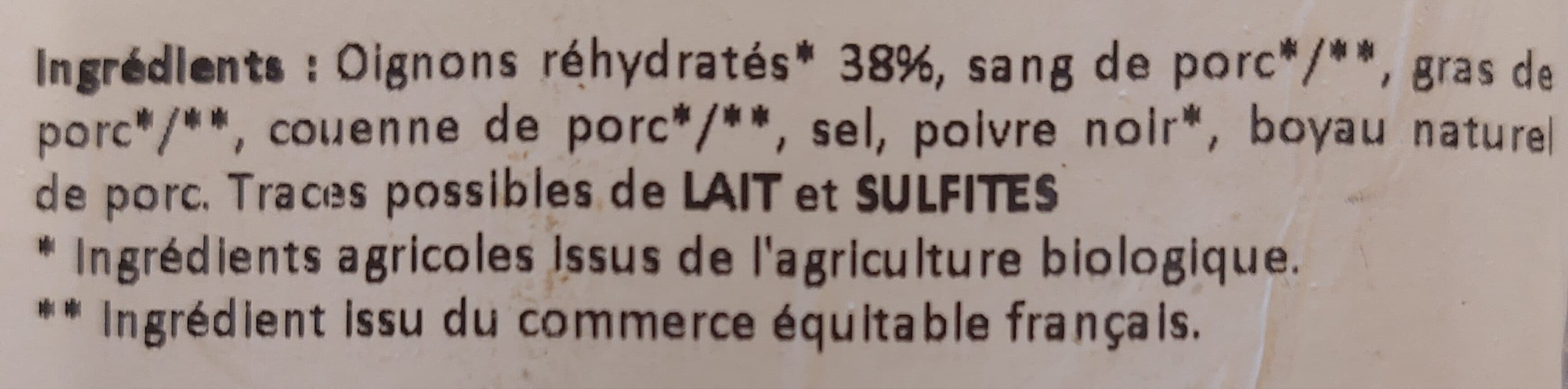 Le Bio des éleveurs Boudins noirs aux oignons bio packshot