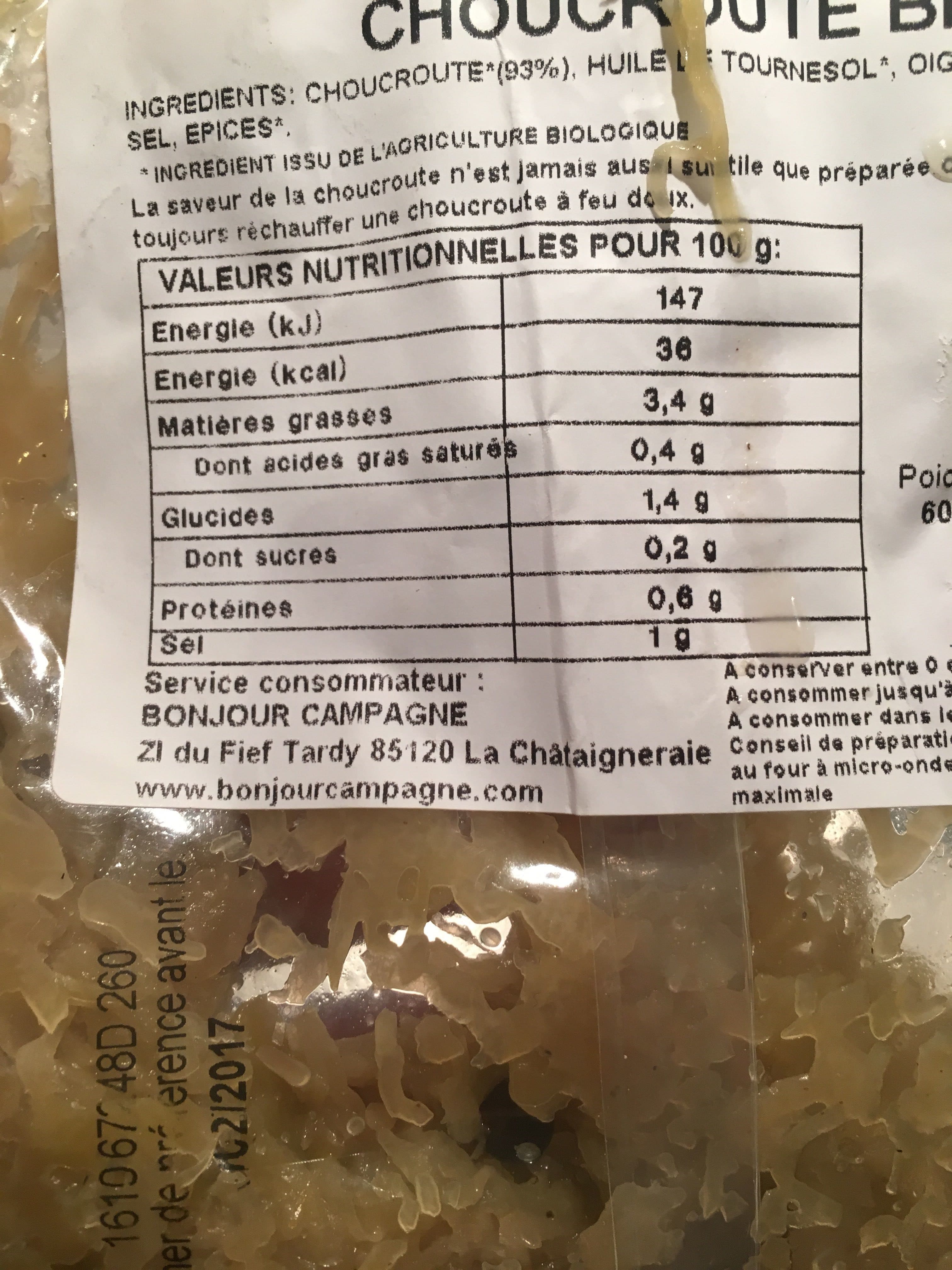 Bonjour Campagne Choucroute packshot