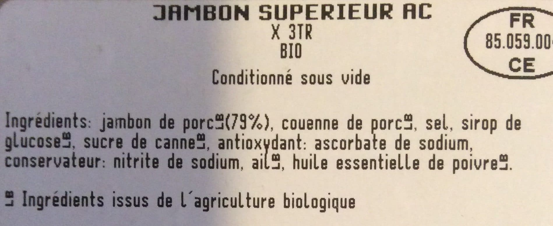 Bioporc Jambon Blanc Ac 3 Tranches packshot