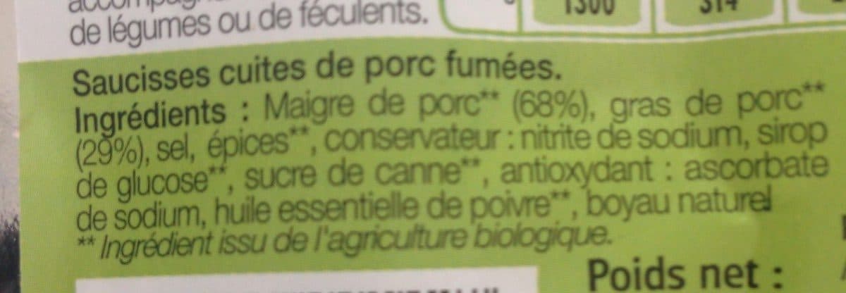 LE BIO DES ELEVEURS Saucisses fumées packshot