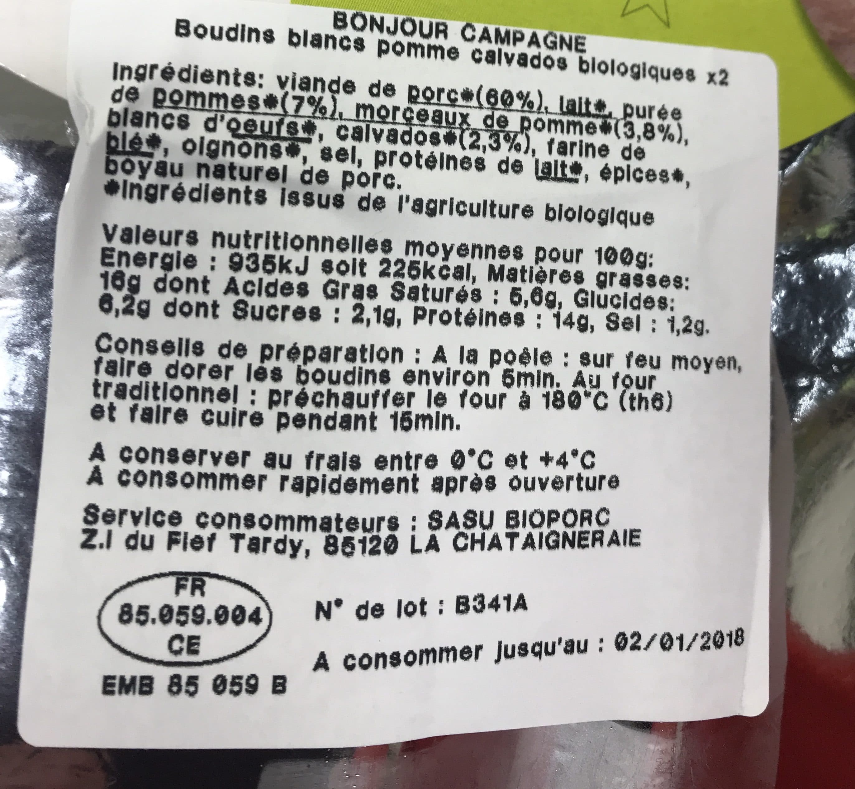 Bonjour Campagne Boudins Blancs packshot