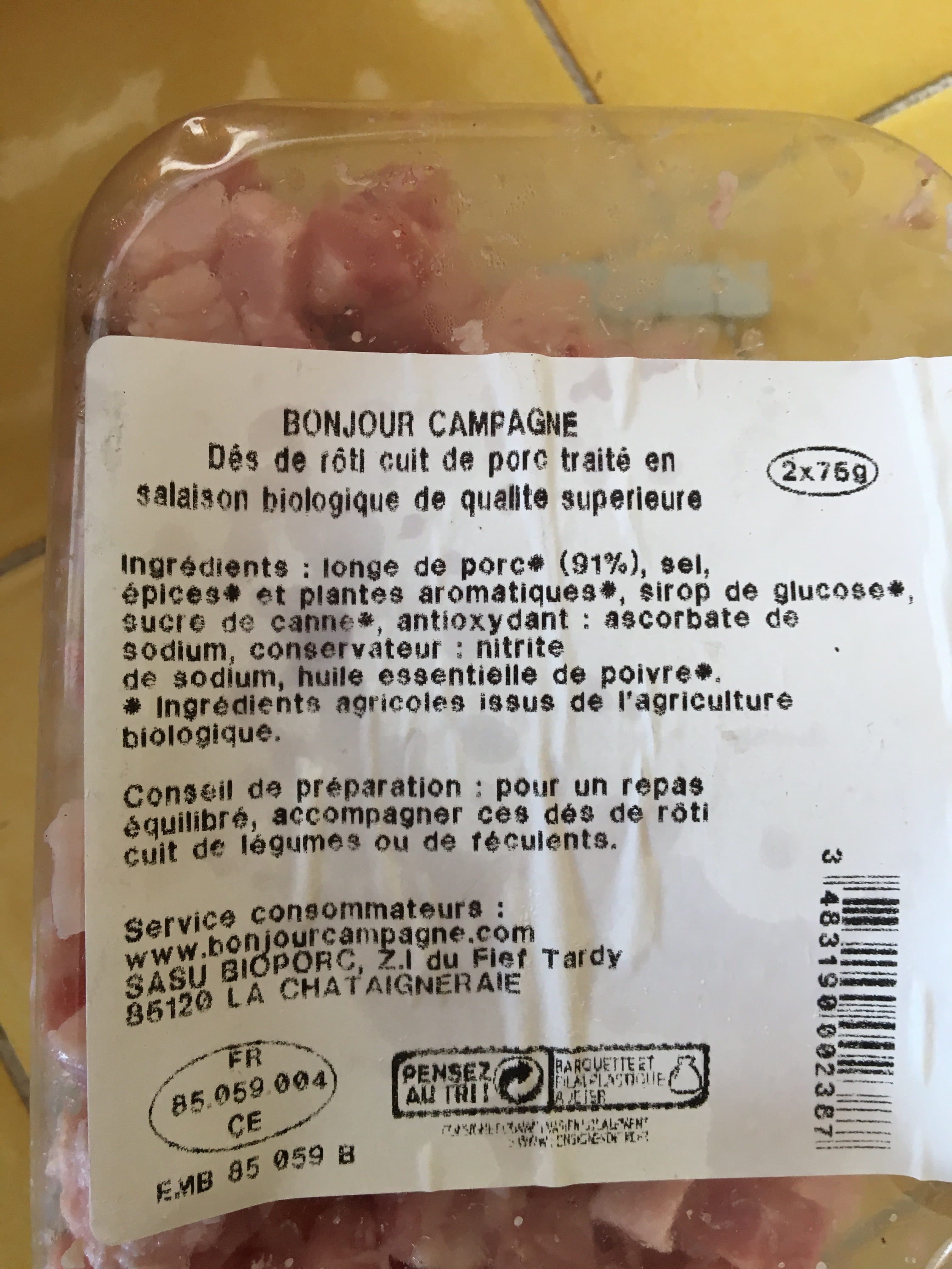 Bonjour Campagne Des de roti cuit packshot