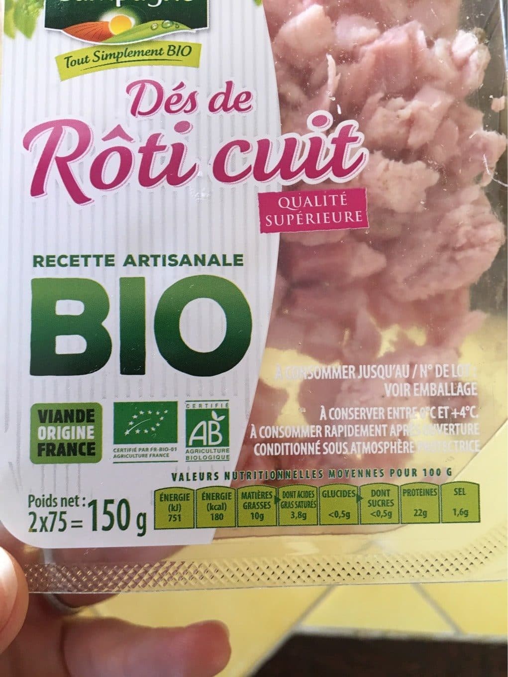 Bonjour Campagne Des de roti cuit packshot