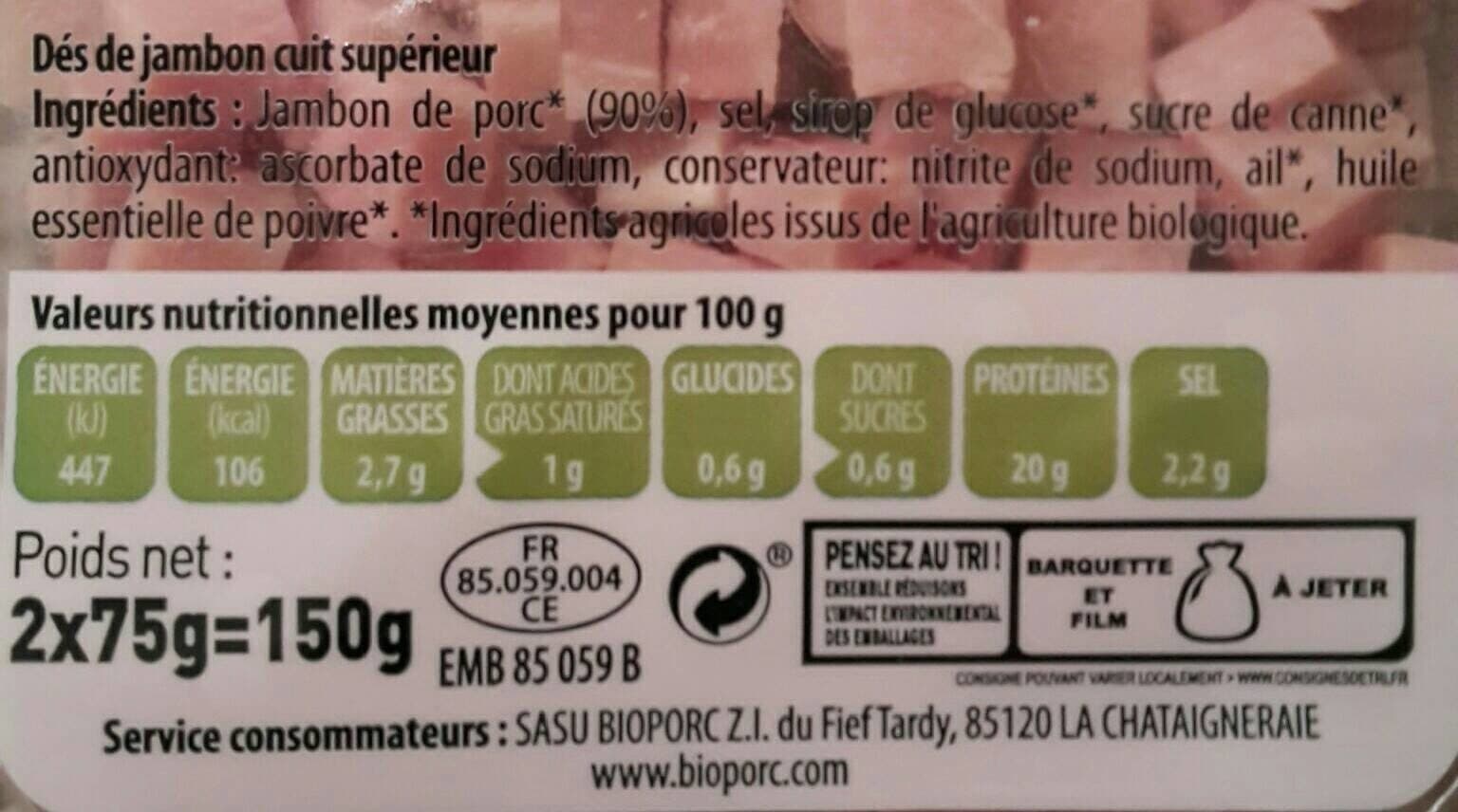 Bioporc Dés de Jambon packshot