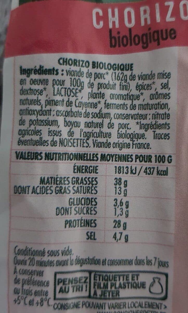 Bioporc Chorizo biologique packshot