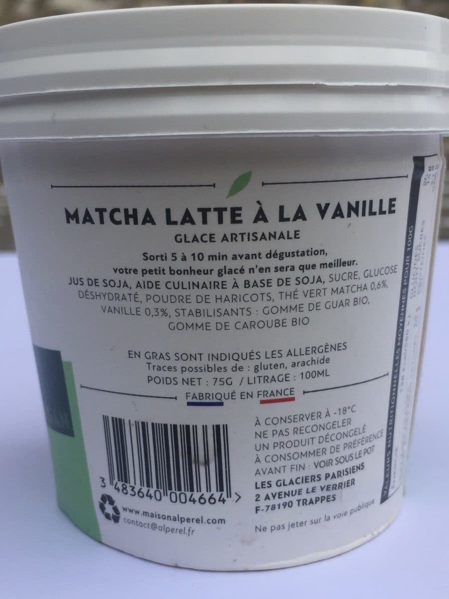 Open Food Facts Glace artisanale Matcha Latte à la vanille packshot