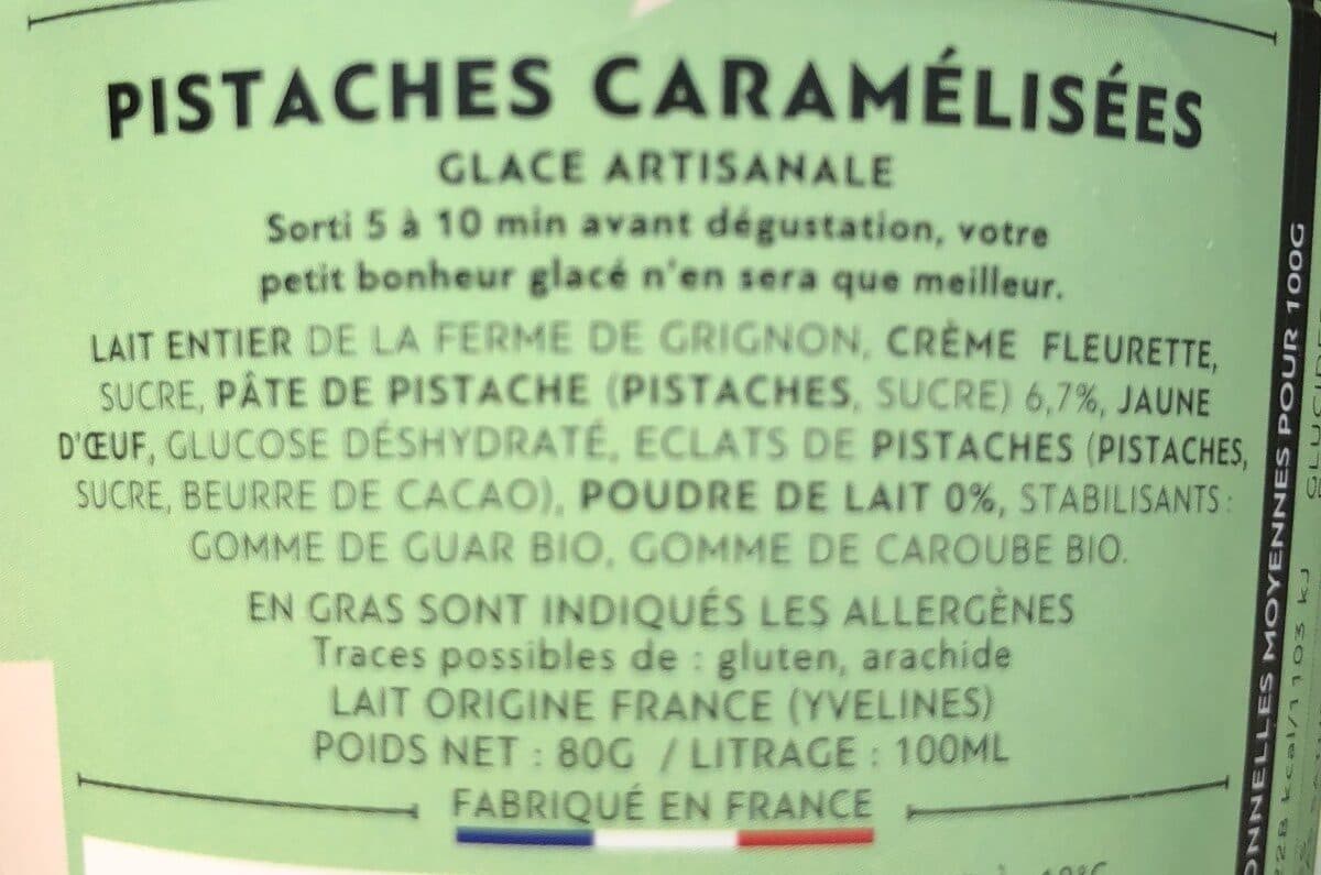 Open Food Facts Glace artisanale Pistaches Caramélisées packshot