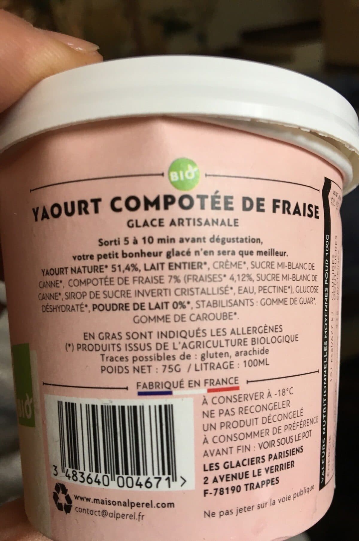 Open Food Facts Yaourt compotee de fraise packshot