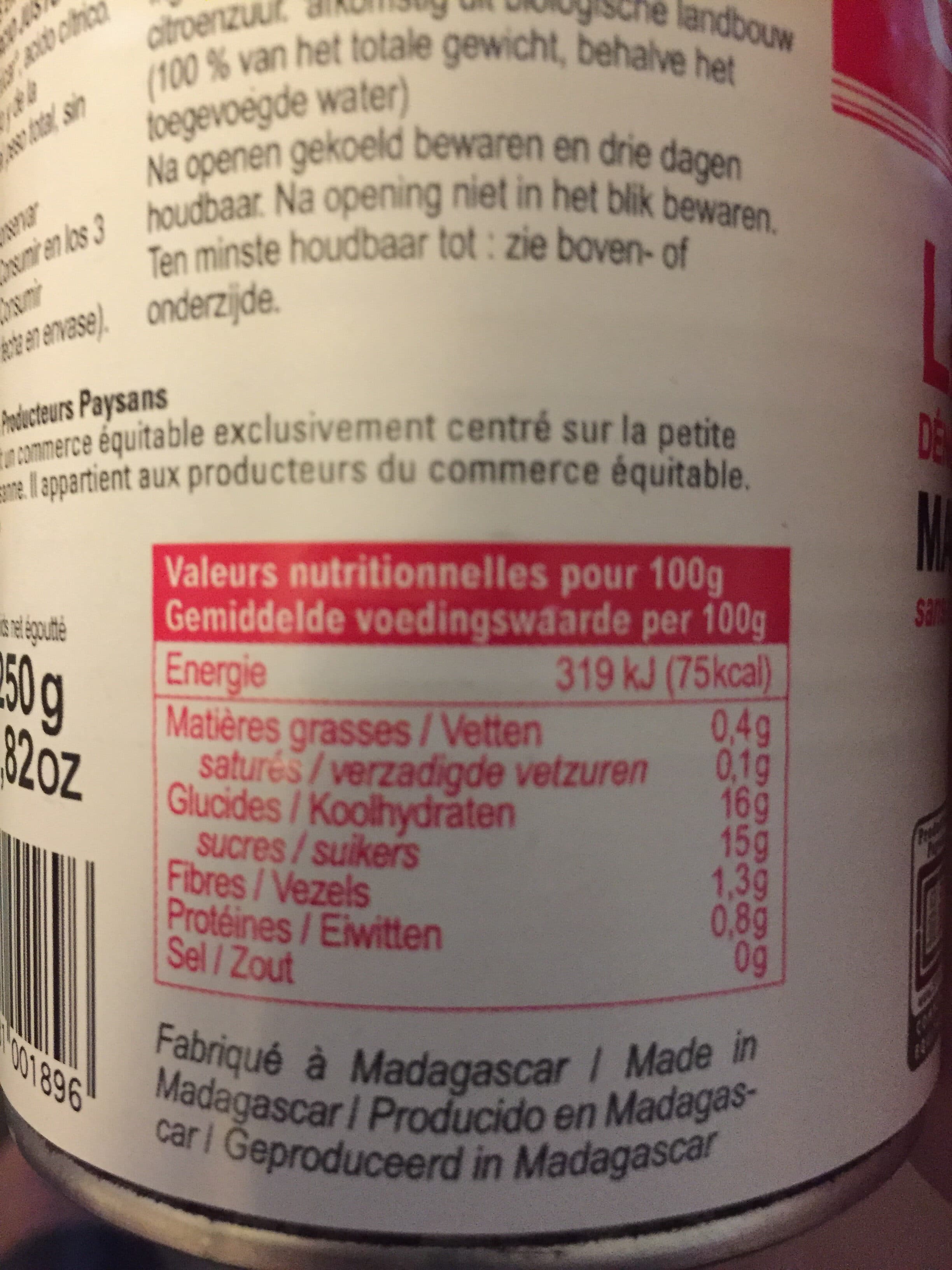 Terra etica Litchis dénoyautés packshot