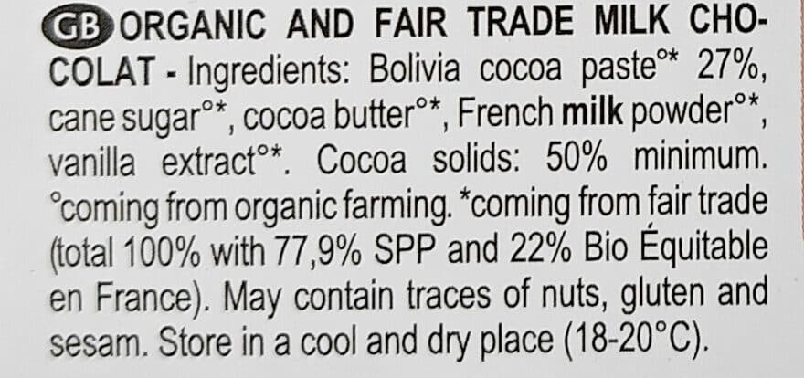 Terra Etica Chocolat Lait Madagascar 50% packshot