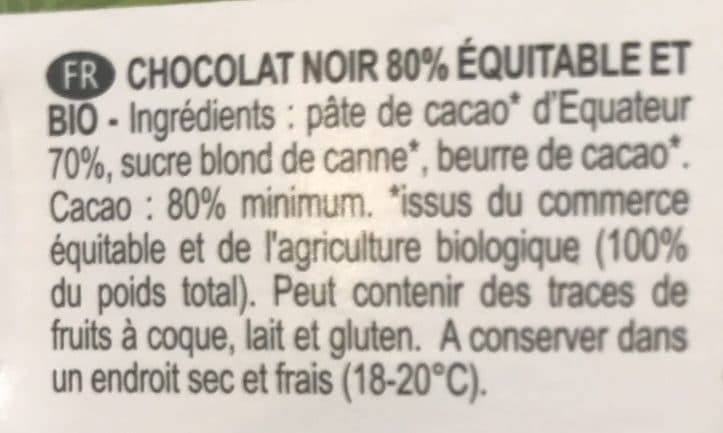 Terra etica Chocolat noir 80% équateur packshot