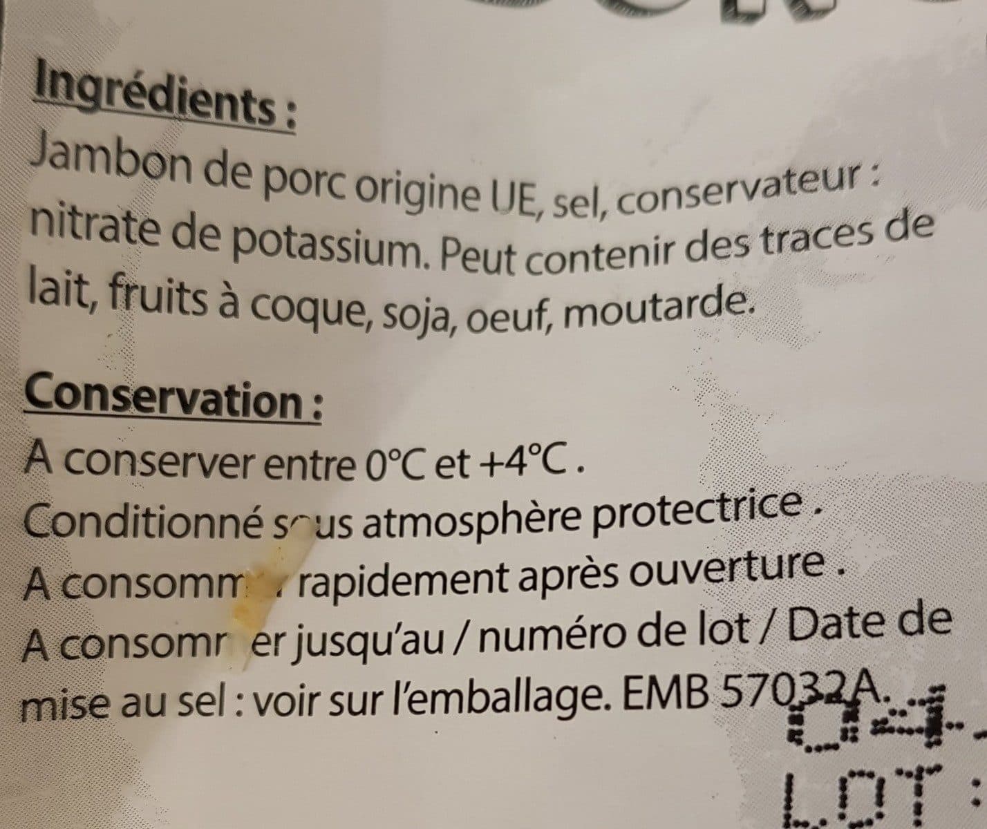 Open Food Facts Quart de jambon sec supérieur packshot