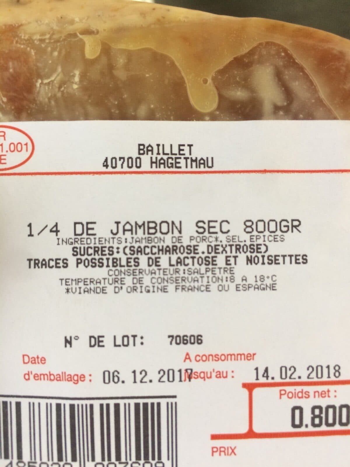 Open Food Facts Jambon sec superieur packshot