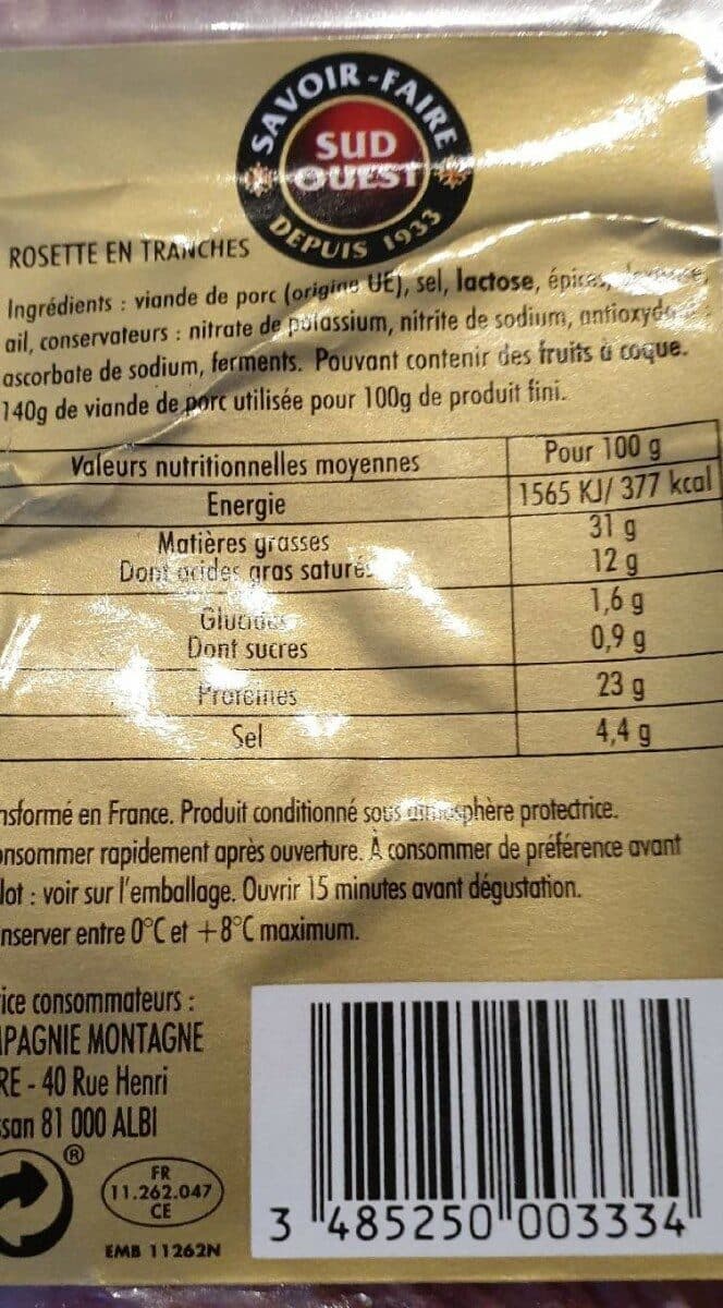 Montagne Noire Rosette, 50 tranches packshot