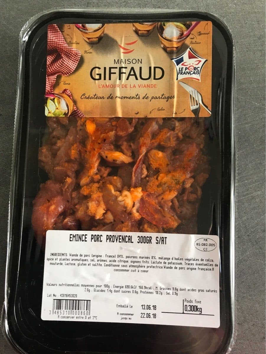 Open Food Facts Émincés de porc à la provençale packshot