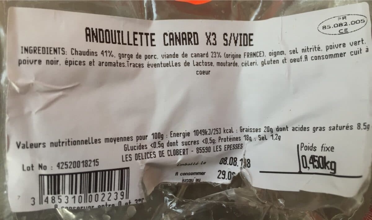 Open Food Facts Andouillettes de canard packshot