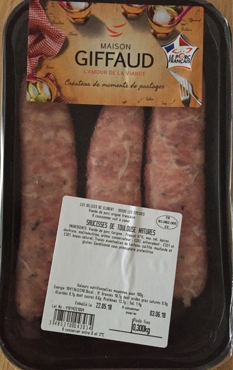 Open Food Facts Saucisses de Toulouse nature packshot