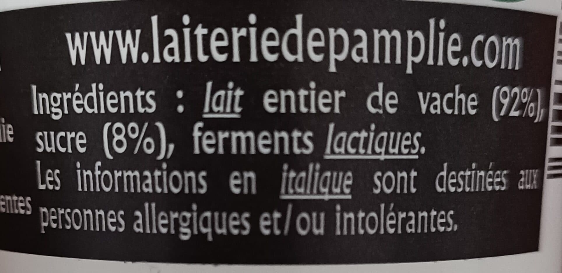 Pamplie Yahourt nature sucré packshot