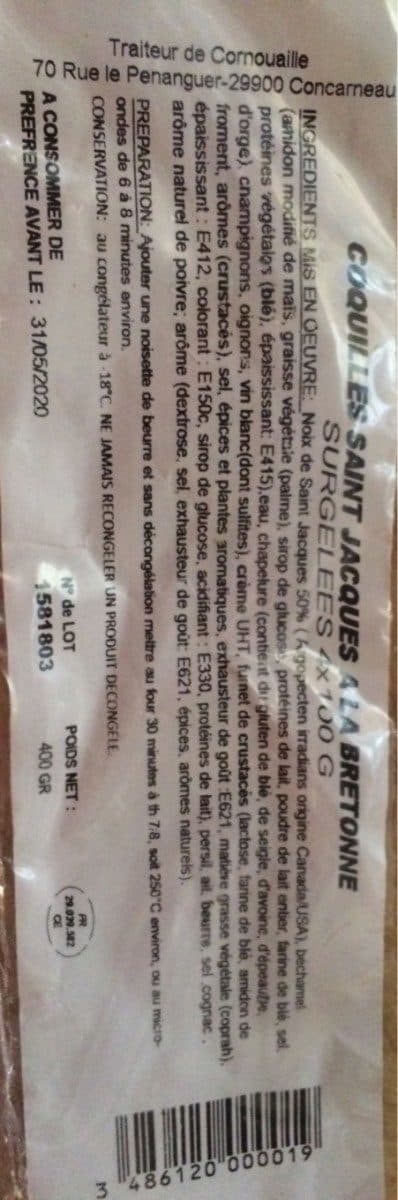 Open Food Facts Coquilles saint jacques à la bretonne packshot