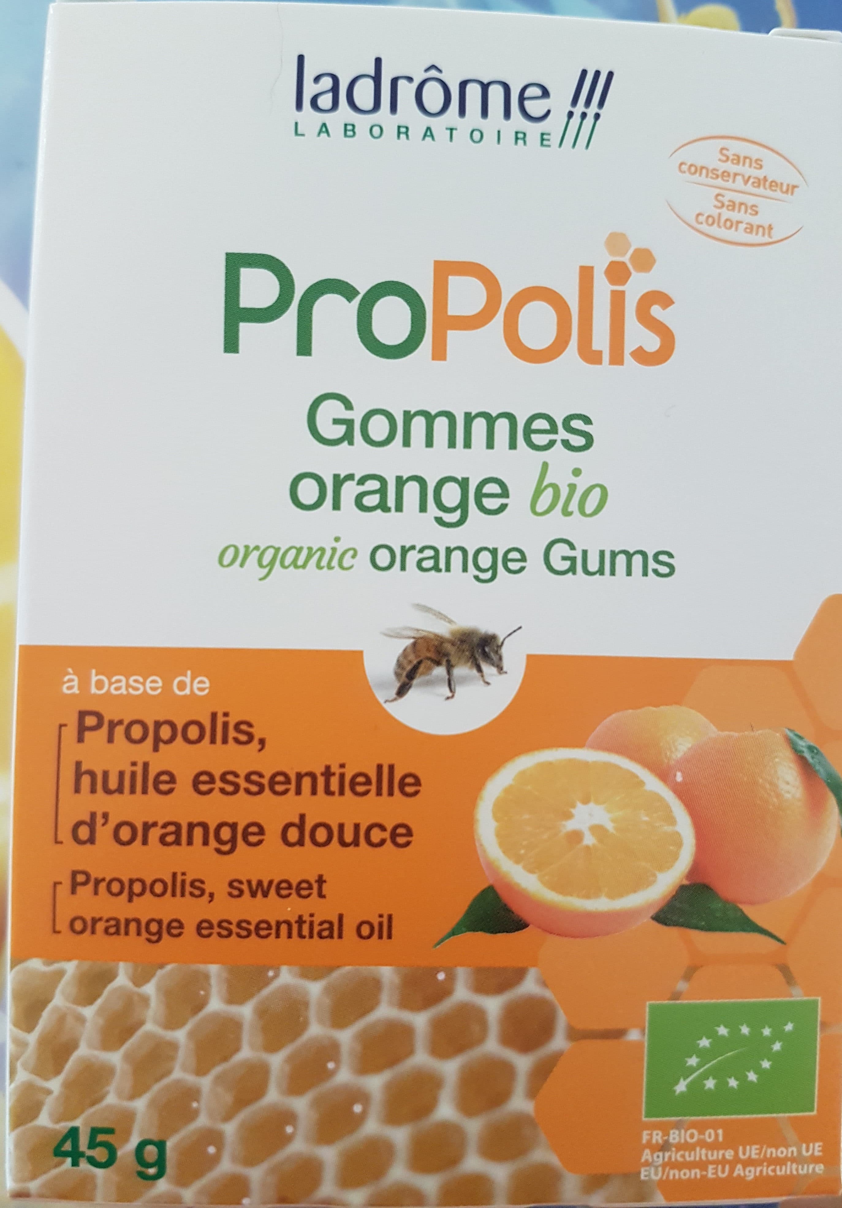 Open Food Facts Gommes Propolis Et Orange - 45G - Ladrôme packshot