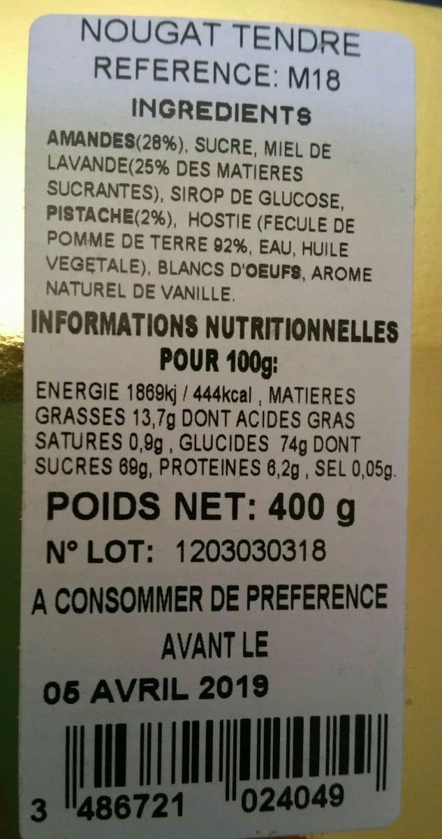 Open Food Facts Nougat tendre M18 packshot