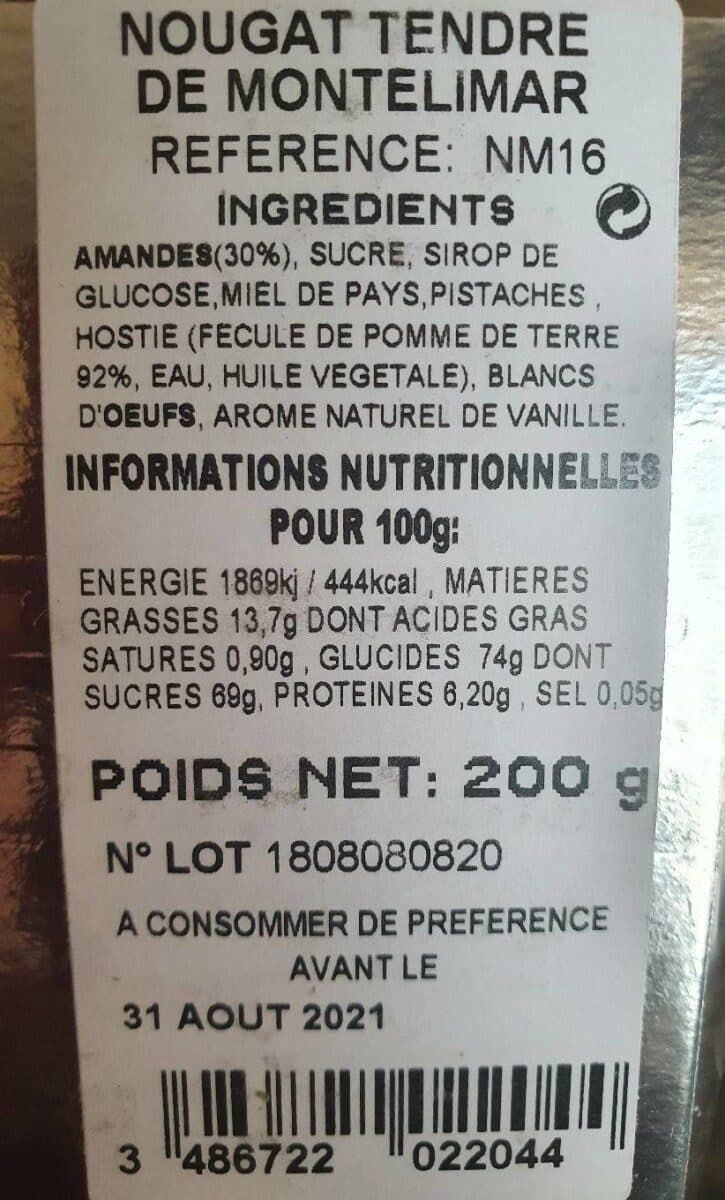 Open Food Facts Nougat tendre de Montélimar packshot