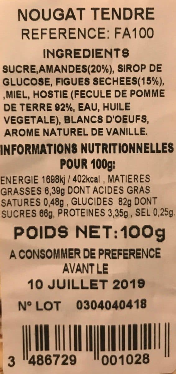 Open Food Facts Nougat aux figues packshot