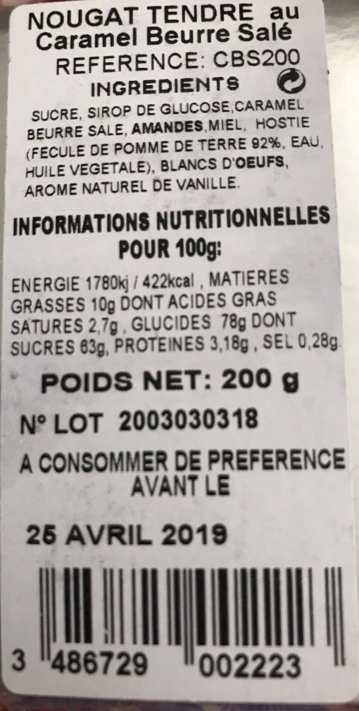 Open Food Facts Nougats tendres au caramel beurre salé packshot