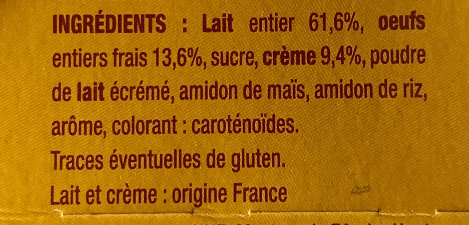 Open Food Facts Crème aux Œufs Saveur Vanille packshot