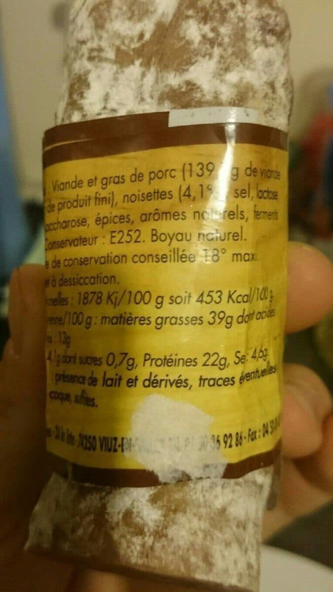Open Food Facts Saucisson sec aux noisettes packshot