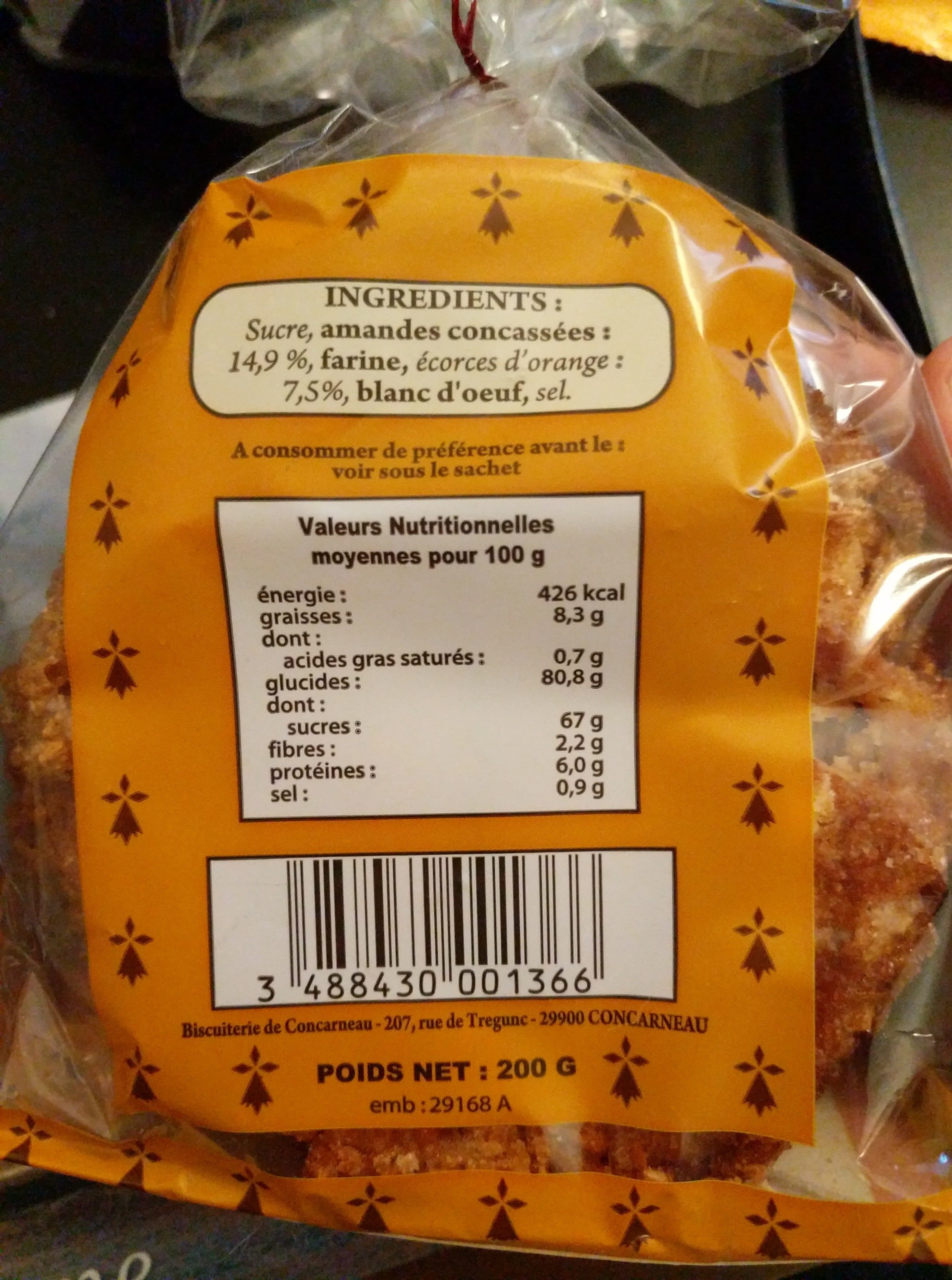 Biscuiterie De Concarneau Le crakou orange amandes packshot