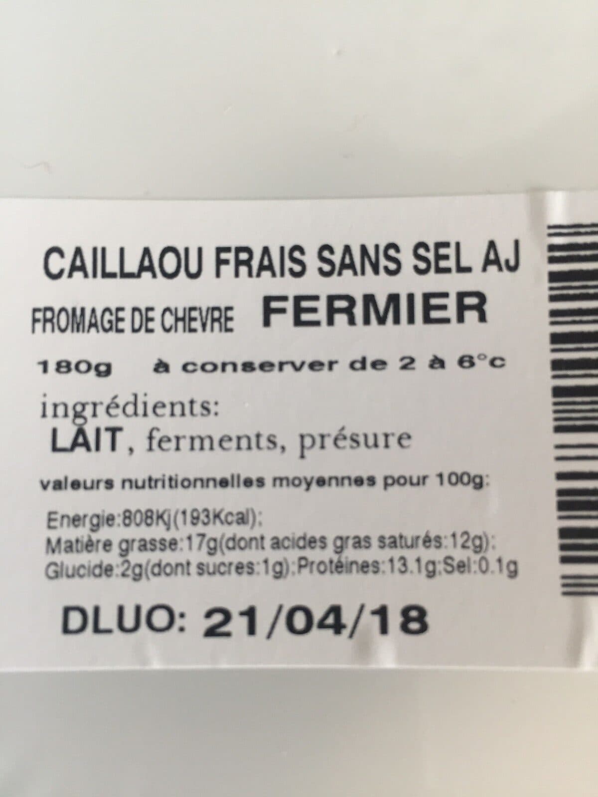 Open Food Facts Le caillou frais packshot