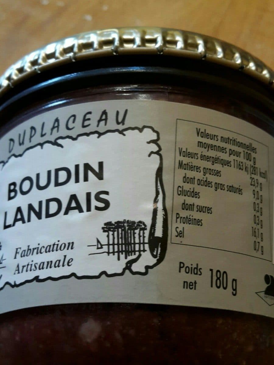 Open Food Facts Boudin Landais artisanal CONSERVERIE DUPLACEAU packshot
