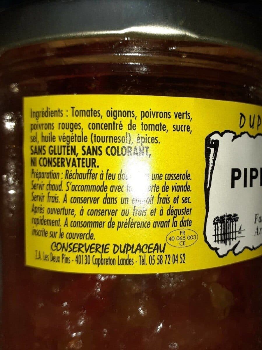 Open Food Facts Piperade packshot