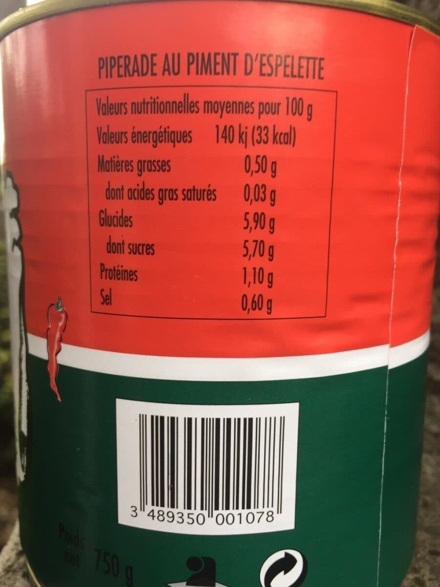Open Food Facts Piperade au piment d'espelette packshot