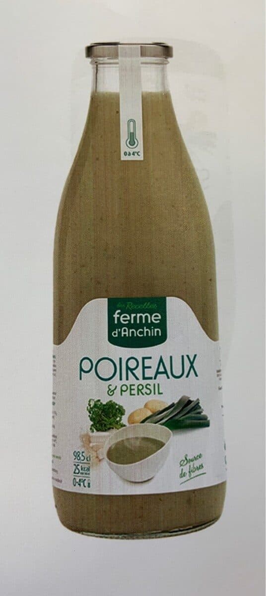 Ferme d'anchin Soupe fraiche de poireaux persil. Contient 3 legumes. packshot