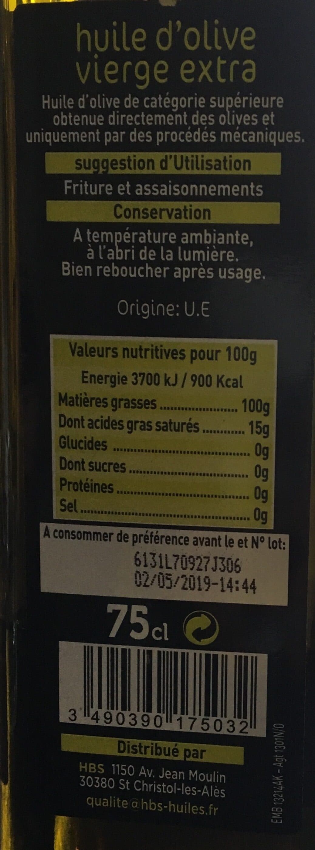 Jean Roméo Huile d'olive vierge extra packshot