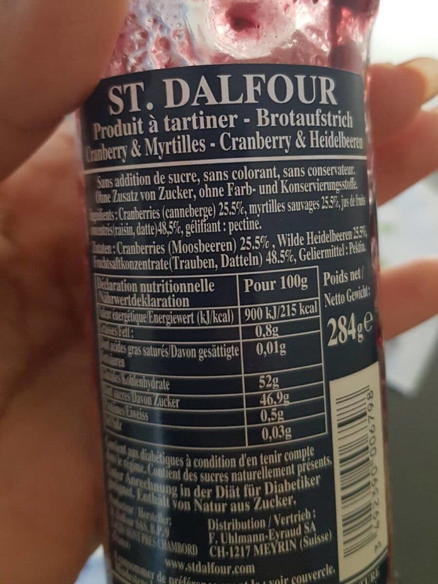 ST. DALFOUR Confiture Cranberry & Myrtilles packshot