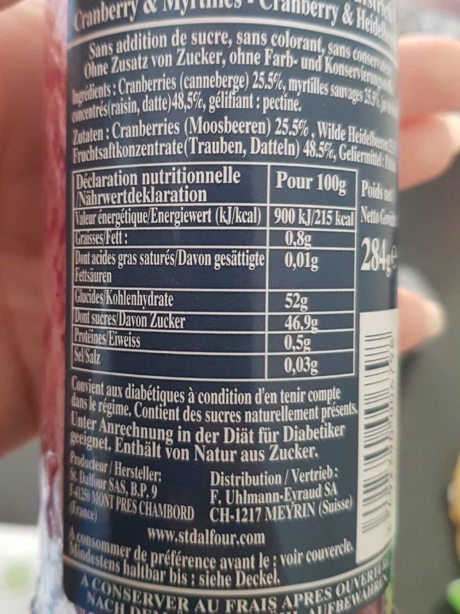 ST. DALFOUR Confiture Cranberry & Myrtilles packshot